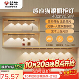 公牛（BULL）感应猫眼橱柜灯磁吸充电山丘光效展柜玄关氛围小夜灯 黑40cm三色