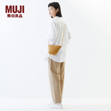 MUJI 纸编 斜挎包 包包女包 编织包 通勤 手机包 小包 水桶状 浅棕色