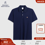 布克兄弟（BrooksBrothers）男士夏季金羊刺绣珠地网眼修身短袖Polo衫 4004-藏青色 L