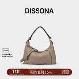 DISSONA迪桑娜女包腋下包手提包牛皮单肩包斜挎包 礼物 浅灰色