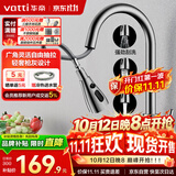 华帝（VATTI）厨房水龙头冷热水槽洗菜盘 万向旋转抽拉式延伸 枪灰304不锈钢