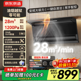 京东京造顶侧双吸油烟机 变频28m³爆炒大吸力1200Pa静压 家用一级能效排抽挥手开关自清洗 云犀JZB03
