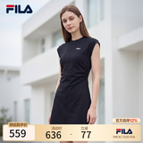 斐乐 斐乐官方女装针织连衣裙2025夏季新款时尚休闲无袖收腰裙子 正黑色-BK L 170/88A/L