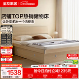 全友家居现代简约高箱储物收纳床主卧1.8米x2米双人大床家具政府补贴 【原木色 | 储物】床+床头柜*1+2K垫 1.8x2米【爆款+性价比超高】