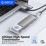 奥睿科（ORICO）USB4硬盘盒40Gbps兼容雷电4/3 M.2 NVMe移动硬盘盒 适用苹果Mac mini笔记本SSD固态扩容TCM2-银色