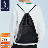 高尔夫（GOLF）防泼水抽绳双肩包休闲运动背包时尚多功能轻便抽绳包束口袋 黑色