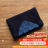 容山堂和幸棉麻茶布茶巾吸水加厚养壶巾干泡茶席桌旗茶具配件布垫茶水巾 四层祥云棉麻茶巾-藏青