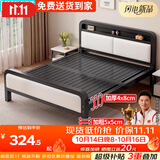 科虎床铁艺床双人床1.5x2米铁架床家用铁床架 黑床架【简尾】白软包 1.5*1.9/2.0m【默认2.0】