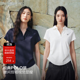 太平鸟【商场同款】通勤经典polo领腰部捏褶收腰短袖T恤A1CNG2234 礼服蓝 L 165