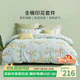 百丽丝四件套床上纯棉100%全棉四件套被套床单被罩双人床上用品套件亲肤1.8m床