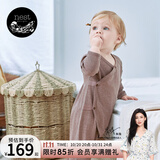 nest designs婴儿连体衣包屁衣竹棉弹力长袖新生儿宝宝衣服家居服睡衣春装 浆果紫-长袖开襟款 52cm （建议身高46-54cm）