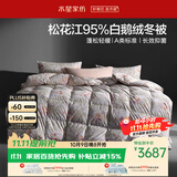 水星家纺羽绒被鹅绒被95%白鹅绒被子冬被冬季加厚被芯双人220×240约5.5斤
