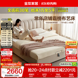 全友家居 现代简约科技布艺软包靠背双人床卧室单人床1.5米x2米落地床
