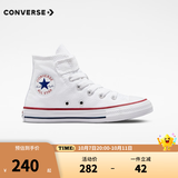 匡威（Converse）儿童高帮帆布鞋春秋男女童魔术贴休闲鞋全明星经典软底小白鞋童鞋 白色(偏大,拍小一码) 34 【建议脚长21.5cm】