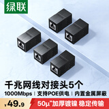 绿联网线对接头转接头 千兆屏蔽网络延长连接器 RJ45网口直通头水晶头双通头模块适用6/7类网线 5个装