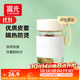 富光玻璃杯高硼硅玻璃水杯子女生便携牛奶咖啡刻度高颜值茶杯330ml