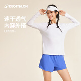 迪卡侬训练防晒打底衣长袖健身跑步运动服T恤上衣RUNW2621304活力白S