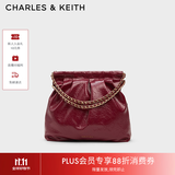 CHARLES&KEITH子母链条大容量流浪包托特包单肩斜挎包女包生日礼物CK2-40671449 【L号】Burgundy葡萄酒红色 L