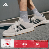 adidas 面包鞋 GRAND COURT BASE 00s休闲板鞋平底鞋男女阿迪达斯   矾土棕/黑色/汉玉白   41