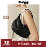 古良吉吉KUNOGIGI棒球腋下包小号手提单肩包女斜挎生日礼物女原创设计通勤 黑色（标配两条肩带）