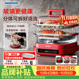 大宇（DAEWOO）【万食电蒸锅】加厚高绷玻璃 多功能炖蒸煮一体蒸汽锅分体可拆洗不锈钢S31-SE-FGH标配+炖盅套装