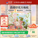 富安娜抱枕头 纯棉方抱办公室沙发汽车靠垫含枕芯可拆洗一只装50*50cm蓝