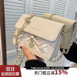 南木熊 斜挎包链条包流行小包包女26秋冬新款小众单肩小方包七夕礼物 米白色