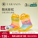 泰兰尼斯儿童雨鞋男童雨靴软底防滑踩水鞋女童小孩水靴 黄/彩 27码
