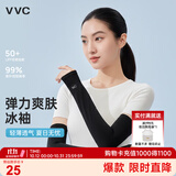 VVC防晒冰袖防紫外线袖套男女凉感冰丝护手袖臂套 黑色（有指套）