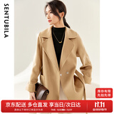 尚都比拉100%羊毛西装领毛呢大衣女冬季可拆卸腰带小个子通勤风双面呢外套
