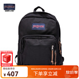 JANSPORT杰斯伯双肩包新款女男暮光复古学生书包旅行包商务通勤电脑包皮革 4QVA008 黑色-侧袋+隔层