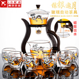 玻璃自动茶具套装家用懒人全自动磁吸泡茶器现代简约创意日式功夫茶具 邀月/自动-镶银(祥龙)+6双层/龙杯