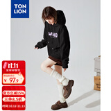 唐狮（TonLion）秋冬女针织前胸文字连帽卫衣百搭减龄时髦韩版潮流连帽卫衣女款