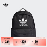 adidas休闲日常通勤运动双肩背包学生书包开学男女阿迪达斯三叶草   黑色/白   NS(均码)