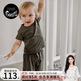 nest designs竹棉弹力男女童长短袖T恤防蚊裤宝宝上衣哈伦裤子儿童透气舒适 炭笔灰 【防蚊裤】 80 码【建议身高73-82cm】