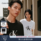 Calvin KleinJeans夏季男女情侣中性休闲通勤ck字母纯色纯棉宽松短袖T恤上衣