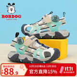 巴布豆（BOBDOG）童鞋女童凉鞋包头新款中大童夏季儿童鞋子男洞洞鞋沙滩鞋 米/藏青蓝 30 适合脚长17.9cm