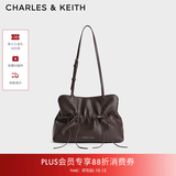 CHARLES&KEITH褶皱蝴蝶结单肩腋下包斜挎包生日礼物包包女包26新款CK2-20151672 Espresso Brown咖啡棕（新色） M