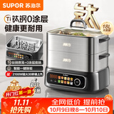 苏泊尔（SUPOR）0涂层钛钢电蒸锅 家用多功能炖蒸煮一体有钛电热锅 不锈钢电煮锅火锅 18L多用途锅ZN30FC1269