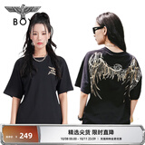 BOY LONDON【金翼锁链】夏季短袖情侣款翅膀烫金潮牌凉感T恤N01918 黑色N01021经典款 XS
