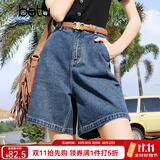 百图betu女装夏季新款牛仔裤高腰百搭显瘦A版牛仔短裤女2403T82 牛仔色 S