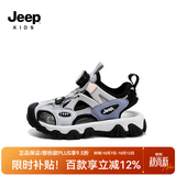 JEEP吉普男童凉鞋新款旋钮运动小孩鞋子2026夏款透气儿童包头沙滩鞋子 浅灰紫 30 内长19.6CM