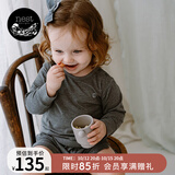 nest designs竹棉弹力男女童长短袖T恤防蚊裤宝宝上衣哈伦裤子儿童透气舒适 炭笔灰 【长袖T恤】 100 码【建议身高90-102cm】