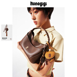 古良吉吉KUNOGIGI棒球hobo包小号生日礼物包包女原创设计斜挎腋下包 鸳鸯棕+棕色耳机包