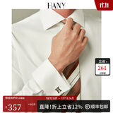 汉尼（HANY）200支纯棉法式衬衫男长袖结婚商务老钱风男士西装袖扣白衬衣 卡萨曼纯白 【温莎领-斜纹-200支成衣免烫】 42