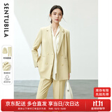 尚都比拉易打理职业西服套装女春秋气质正装西装外套裤子两件套 治愈黄 L 