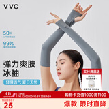 VVC防晒冰袖防紫外线袖套男女凉感冰丝护手袖臂套 石墨灰（有指套）