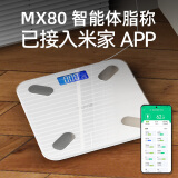 途一（TUY）电子体脂秤MX80家用健康秤体重秤高精度人体秤智能APP数据分析支持多用户使用已接入米家APP 白色 USB充电