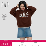 盖璞（GAP）女装春款撞色Logo宽松抓绒套头连帽衫卫衣上衣792499 棕色 S (160/84A) 亚洲尺码