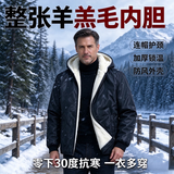 IMPRESSWIT整张羊皮袄子皮毛一体连帽真皮纯羊的毛内胆棉服上衣加厚外套男女 黑色 5XL 190/100A 170-200斤